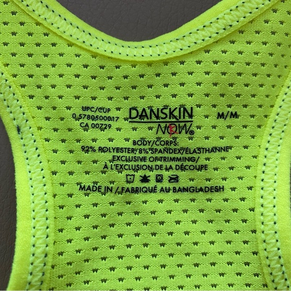 NWOT Danskin Now Womens Neon Yellow Sports Bra Size M - Picture 6 of 6